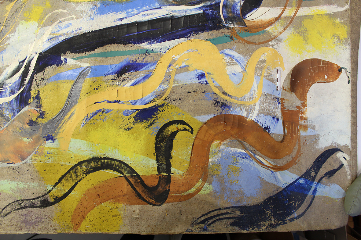 Gleznas “Metafora” fragments pirms restaurācijas