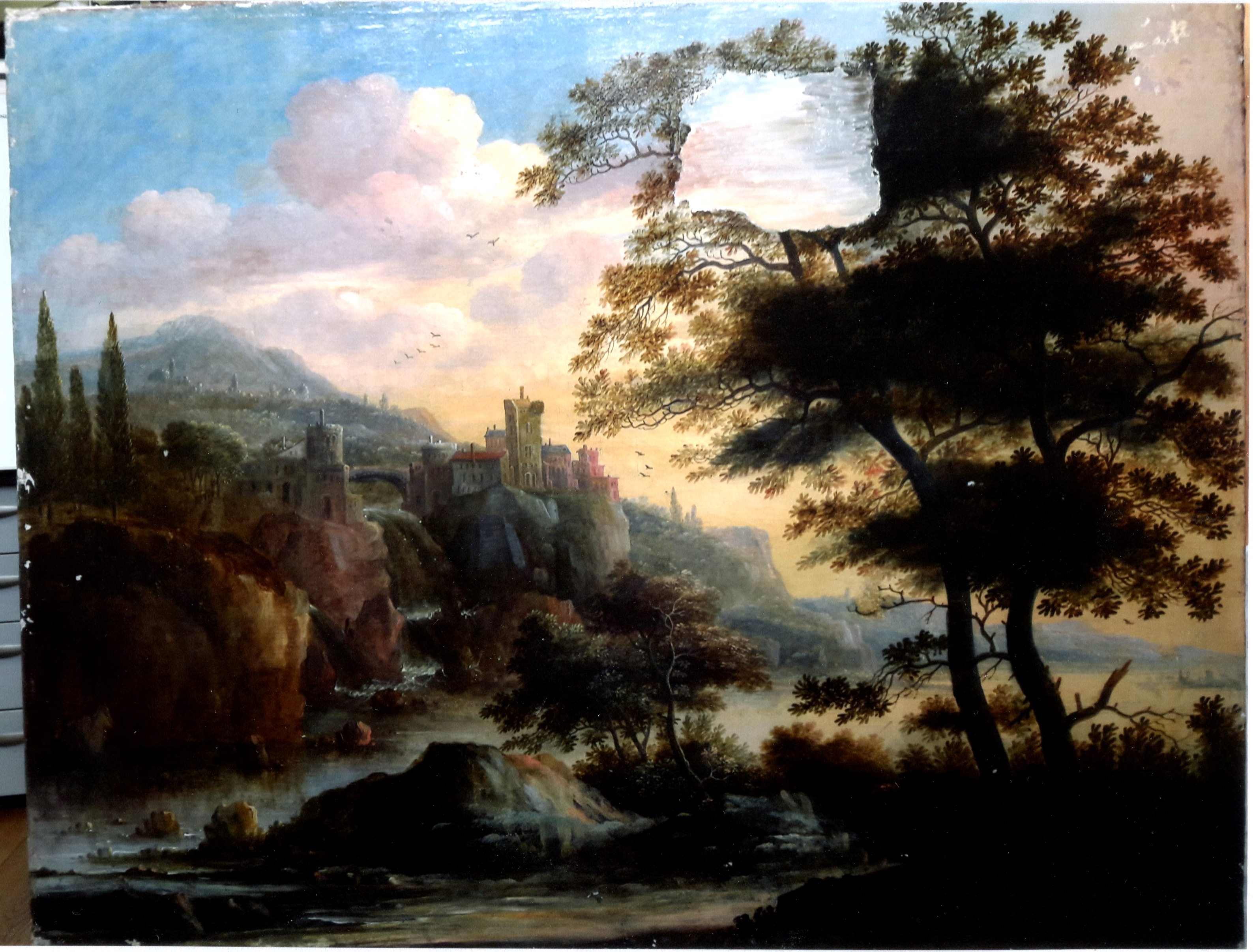 Glezna Klinšaina ainava restaurācijas procesā