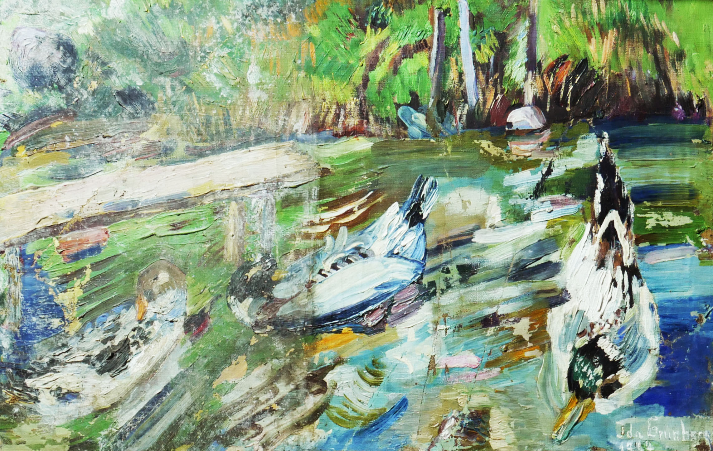 . Gleznas fragments virsmas netīrumu noņemšanas procesā